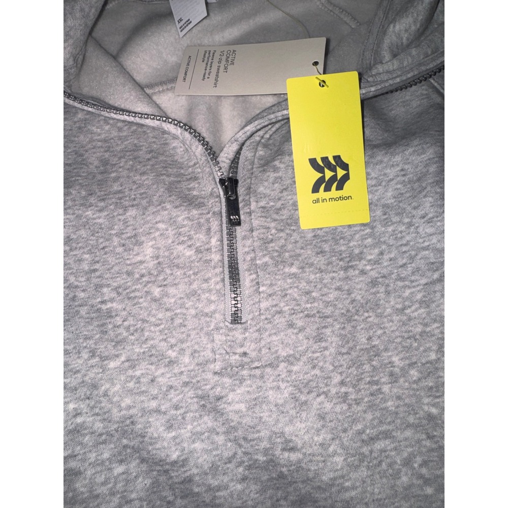 All In Motion Womens Active Comfort 1/2 Zip Sweatshirt Heathered Gray XXL NEW - Picture 2 of 11